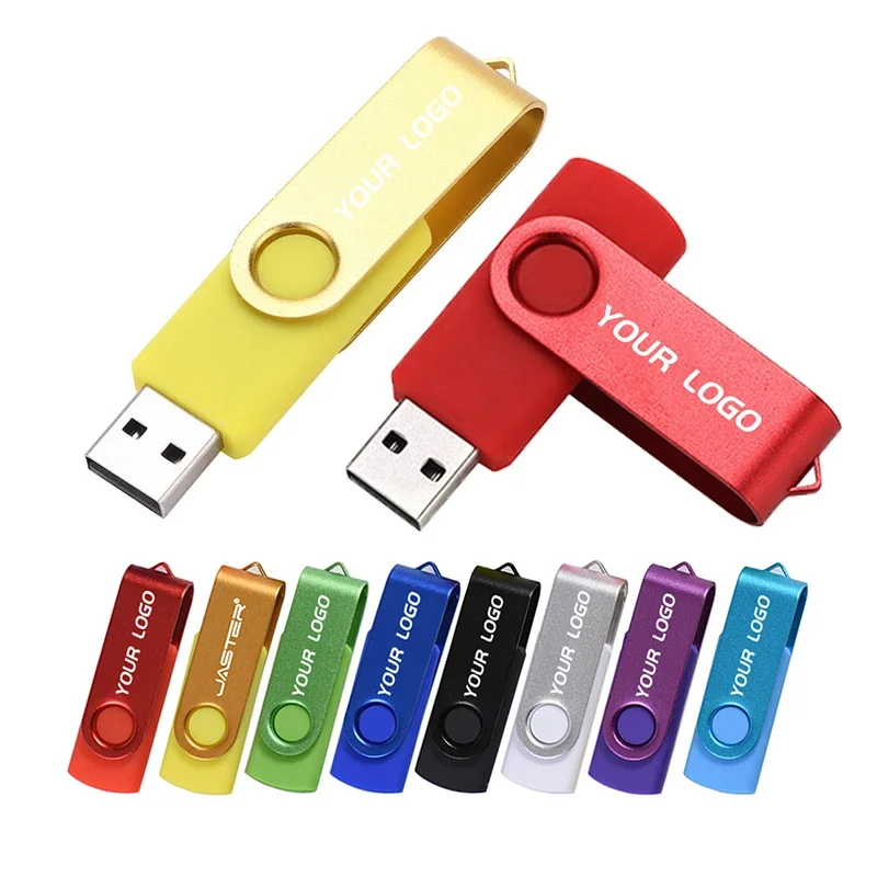 JASTER Plastic Rotatable USB 2.0 Flash Drive 128GB Free Key Chain Colorful Memory Stick 64GB Creative Gift Pen Drive 32GB 16GB