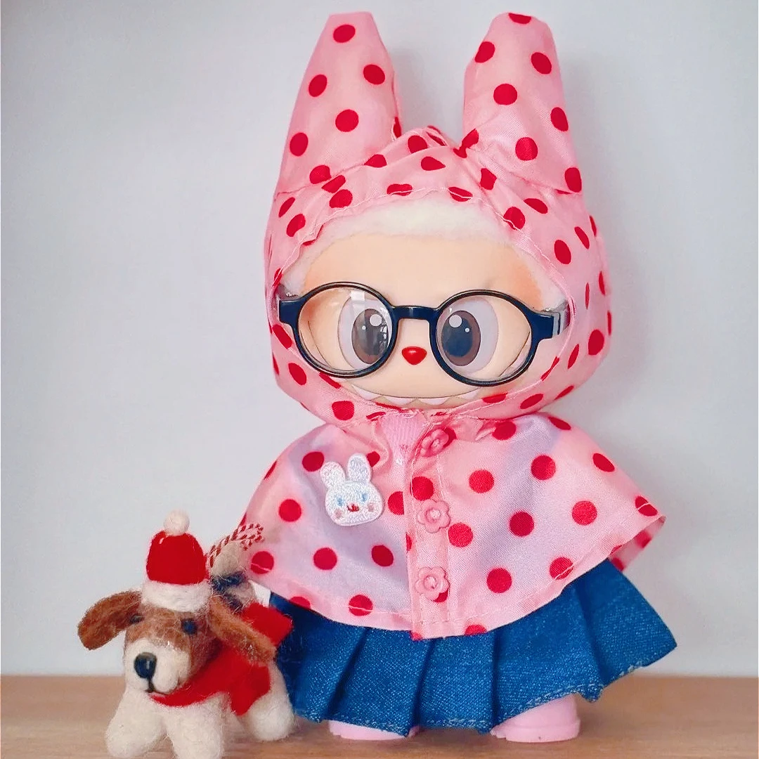 Cute Rainbow Raincoat 3.0 Labubu Accessories Doll Clothes Wave Point Animal Raincoat Doll Outfit - Image 2