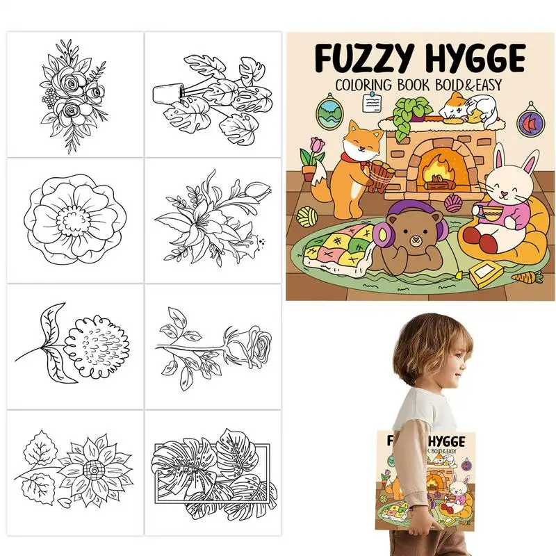 fuzzy hygges coloring book Creative Winter Animal Theme 40 Pages Stress Relief Winter Animal Coloring Book For Adults & Teens