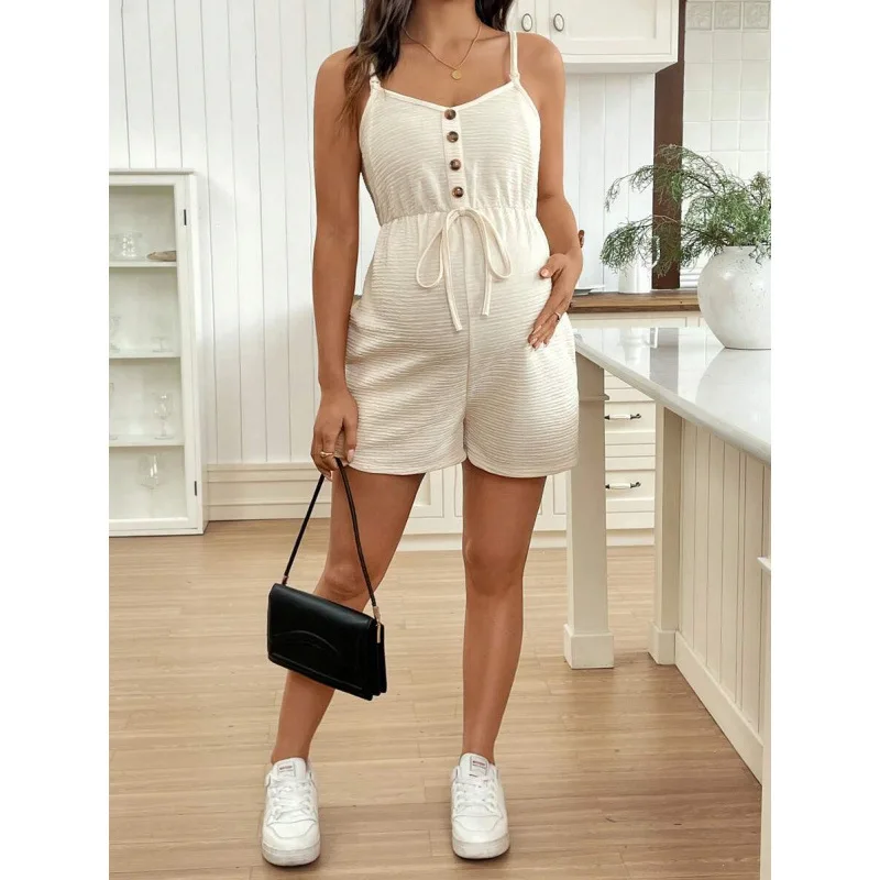 純色カジュアルクロスボーダースタイル授乳ロンパース（ストラップ付き）女性用快適な寝間着ナイトガウン-by-it-li-other-heart