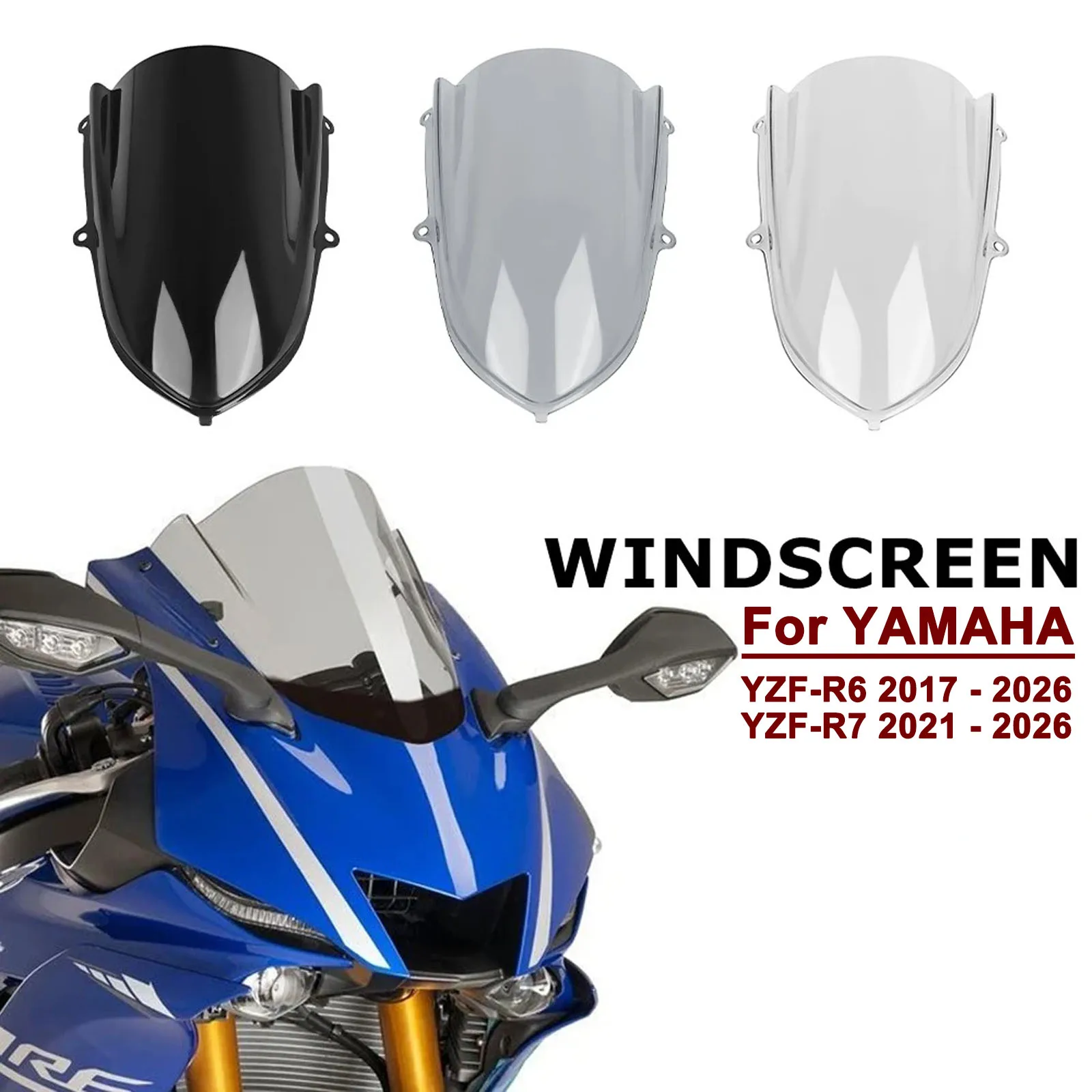 Image of Für Yamaha YZF-R6 YZFR6 2017-2026 YZF-R7 YZFR7 2021-2026 Motorrad Frontscheibe Windschutzscheibe Windabweiser YZF R6 R7