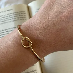 Trendy Open Bracelet Bangles for Women Metal Twist Round Circle Charms Cuff Bangle Simple Golden Silver Color Jewelry Gift