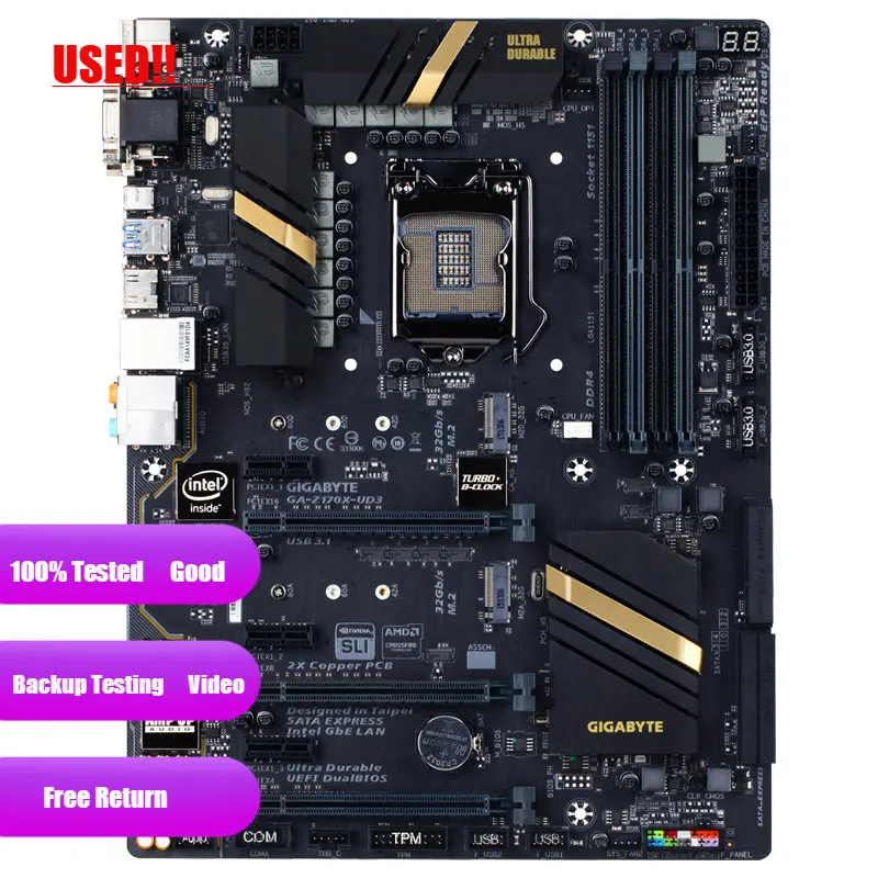 GIGABYTE GA-Z170X-UD3 메인보드, ATX LGA 1151, 4xDDR4, USB3 