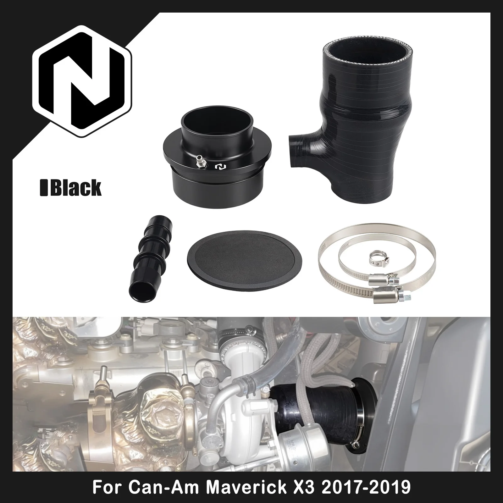 NICECNC Silicone Intake Hose Kit For Can Am Maverick X3 Turbo models 2017-2019 4x4 Max Silicone Aluminum Off-Road Intake System