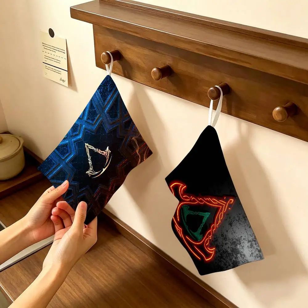 A-Assassin C-Creed Game Polyester Cotton Hand Wiping Towel, Hanging Design, Durable for Household Restaurant Toilet Use