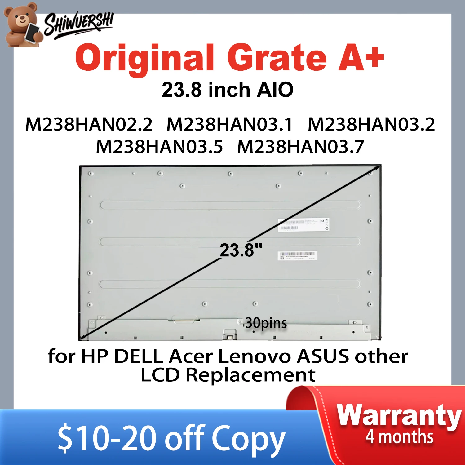 

Новый оригинальный ЖК-экран MV238FHM N30 MV238FHM N50 MV238FHM N63 MV238FHM N70 M238HAN02.2 M238HAN03.1 M238HAN03.2 M238HAN03.5