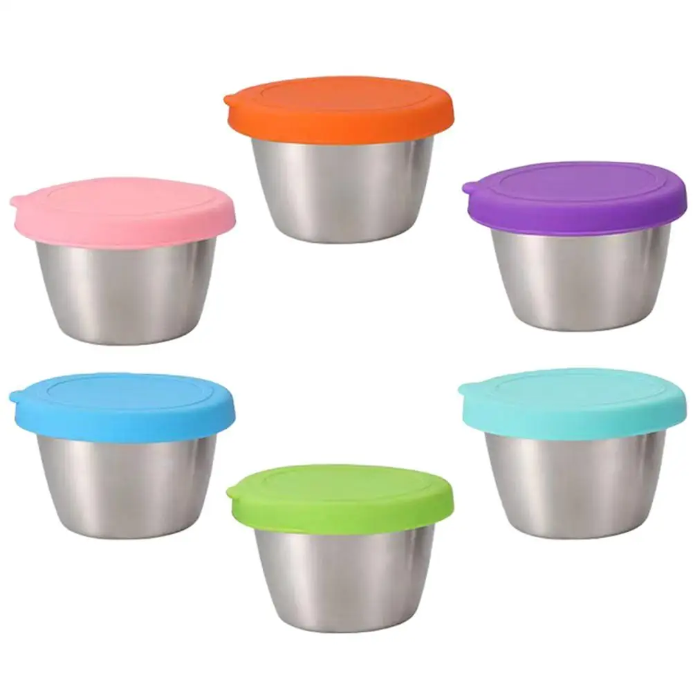 

6 Pcs Household Sauce Cup with Lid Storage Boxes Lids Stainless Steel Seasoning Dish