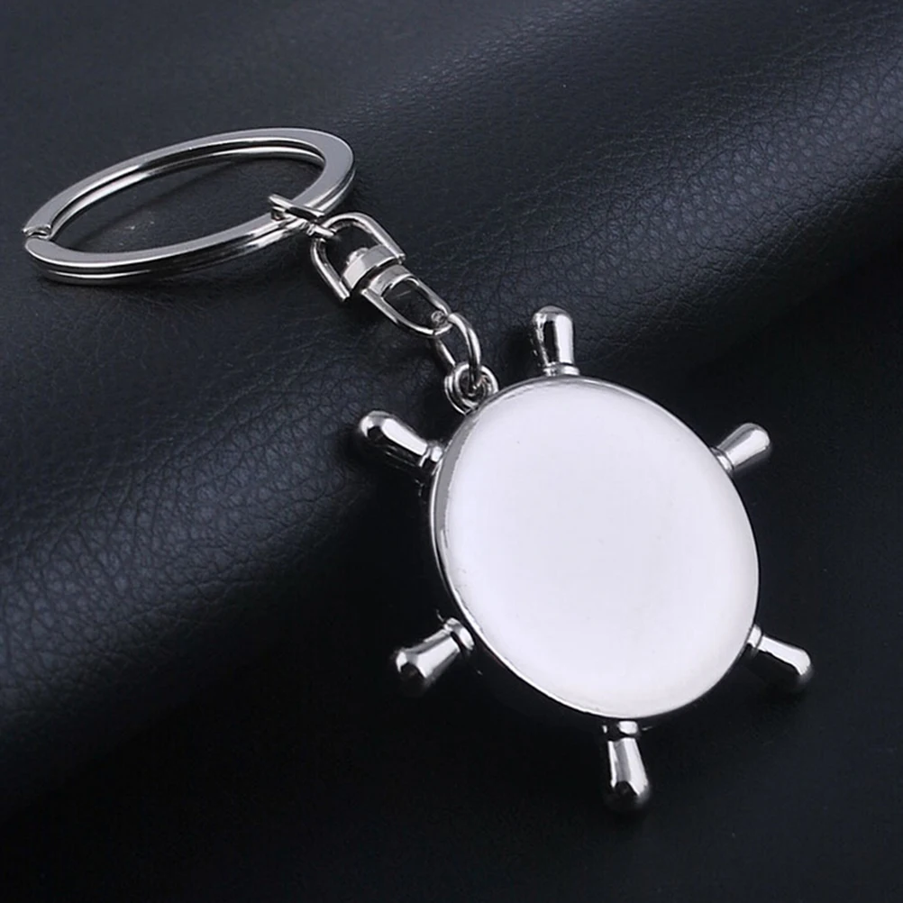 Outdoor Gadget Mini Imitation Rudder Helm Compass For Camping Adventures Key Chain Charm Pendant Gift