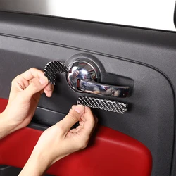 For FIAT Abarth 500 500C 595 595C 695 695C 2008-2022 Car Inner door switch handle Trim Sticker soft carbon fiber accessories