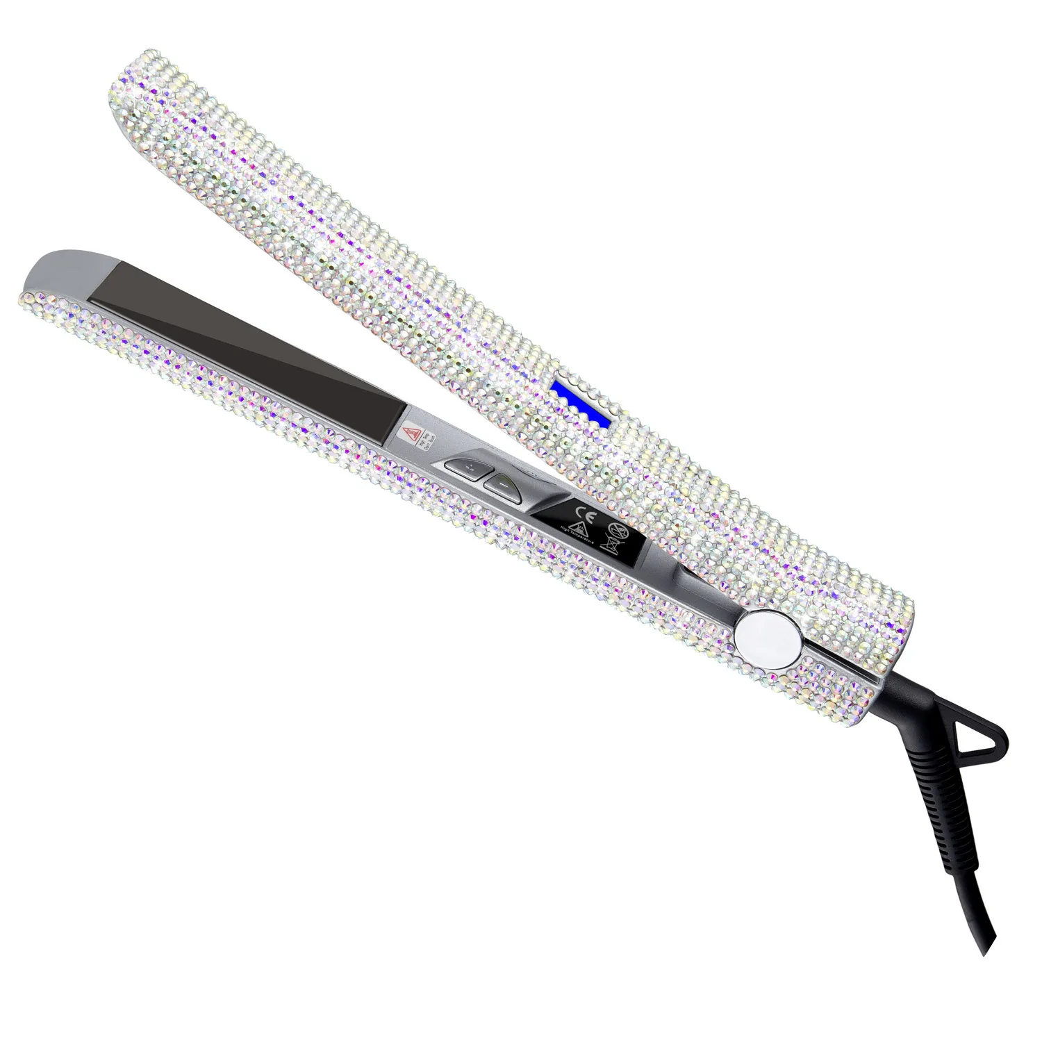 Straightening Comb With Diamond-Encrusted Clamps For Professional Use In Salons And At Home, MCH Hair Straightener