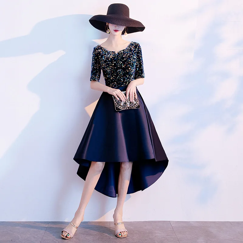 

Ele Evening Gown Women's Faionable ort Sve mid Waist Fitting Dr for Wedding Cany Annual Adult Par Ball