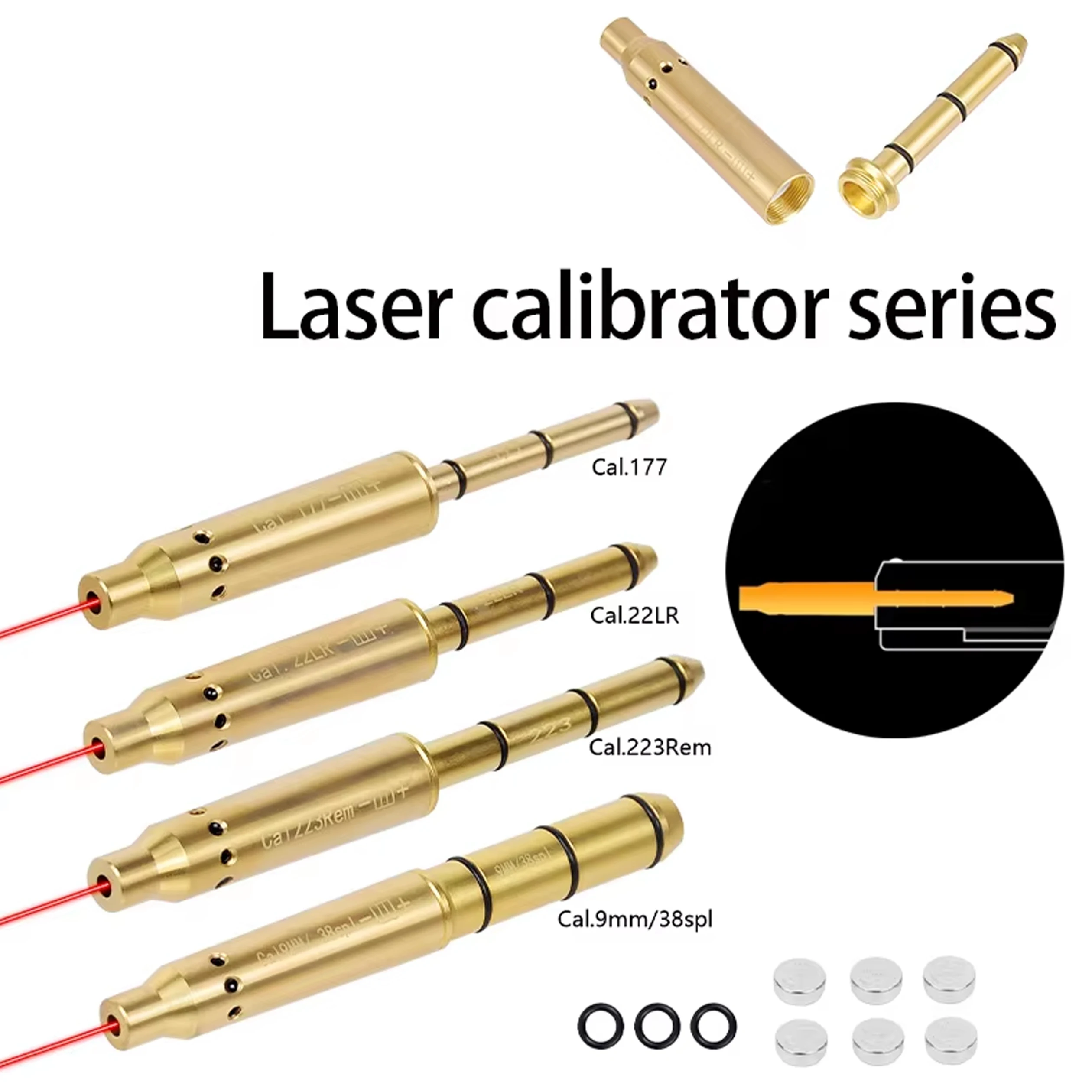 9x19mm Laser Training Bullet Laser Bore Sight 2in1 For 9mm 7.62 .38spl .177 22LR 22lrBullet Boresighter Caliber For 12GA.223.308