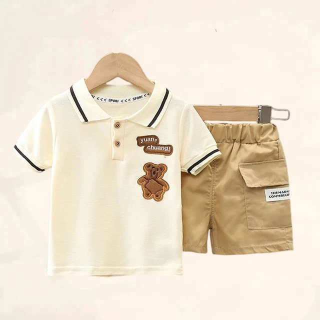 Zestaw ubranek dla chłopca T-shirt + spodenki Zestaw letnich ubrań dla chłopca Śliczny zestaw ubranek dla chłopca z kreskówek Niemowlę Maluch Tee Shirt Spodnie