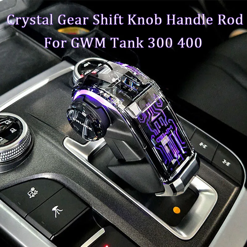 Crystal Gear Shift Knob Handle Rod For GWM Tank 300 400 For Great Wall Poer For Haval H5 H9 Dargo With LED Light Car Accessories