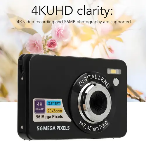 Cámara Digital para fotografía para niños, videocámara 4K UHD, 20X, 56MP, detección facial, enfoque automático, cámara con temporizador automático, cámara web con pantalla de 2,7 pulgadas
