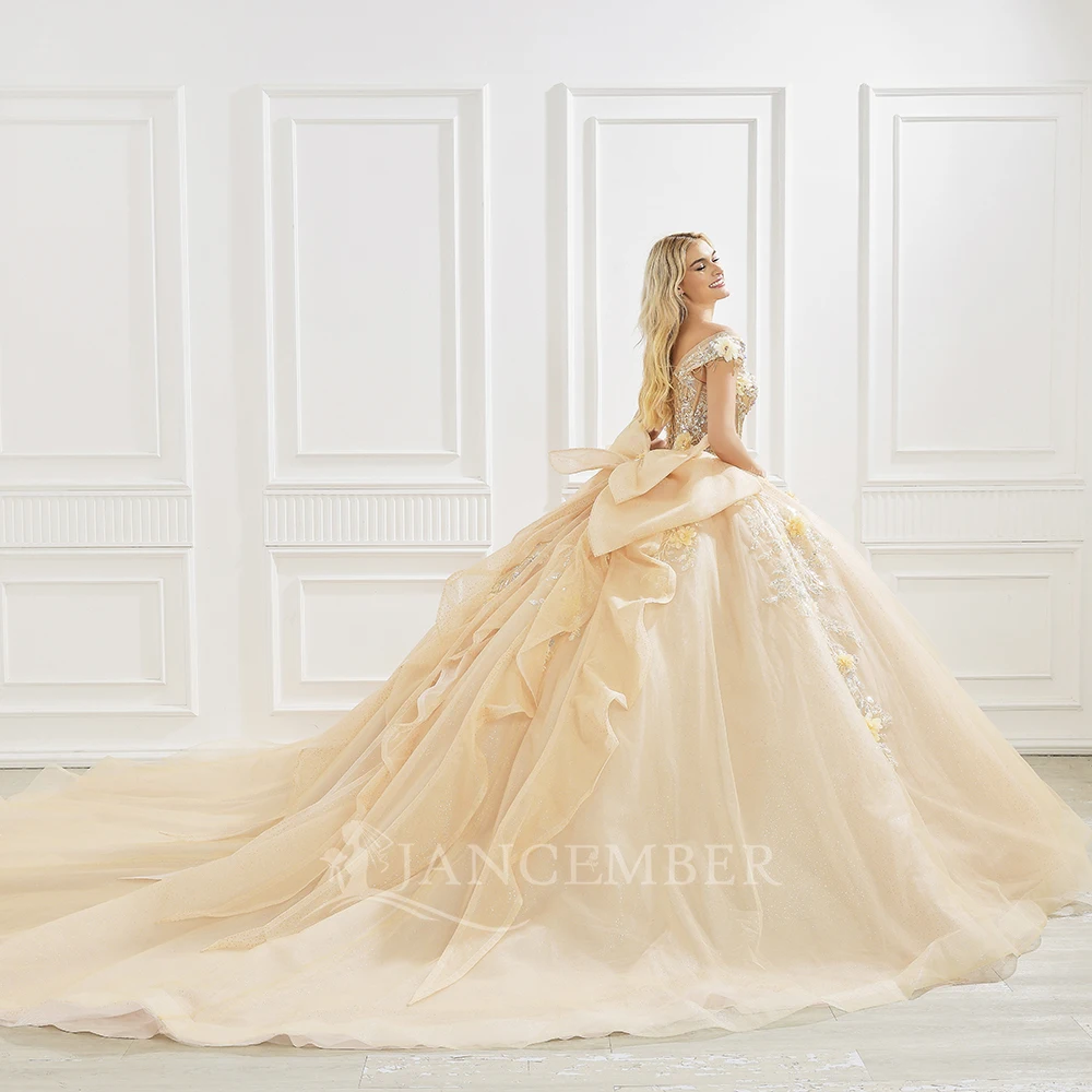 لامعة الكرة الملكية ثوب قبالة الكتف زين الدانتيل الخرز فساتين Quinceanera الحلو 16 فستان Vestidos 15 De Años مخصص