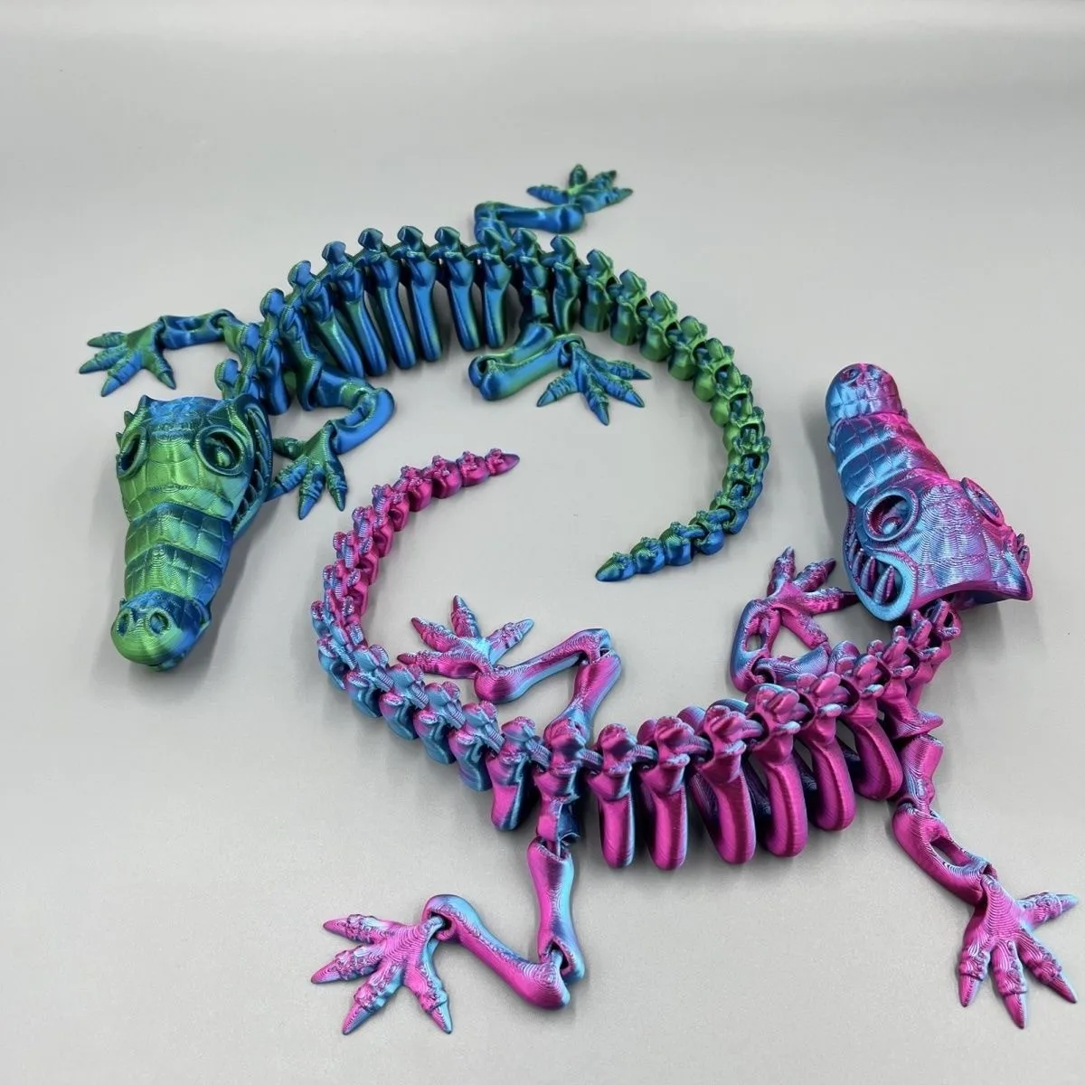 

1pc 3D Printed Skeleton Crocodile Figurine Joints Bone Crocodile Figure New Articulated Animal Model Toy Household Desktop Decor