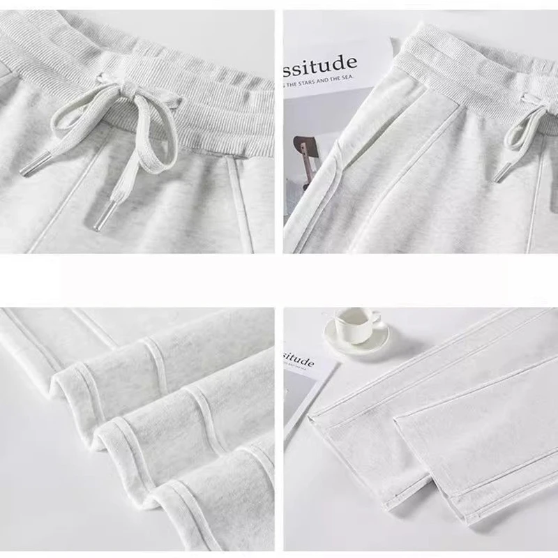 2025 سراويل رياضية كلاسيكية للسيدات عالية الخصر رائجة البيع سراويل نسائية مستقيمة الساق للفتيات سراويل كورية مريحة ورقيقة