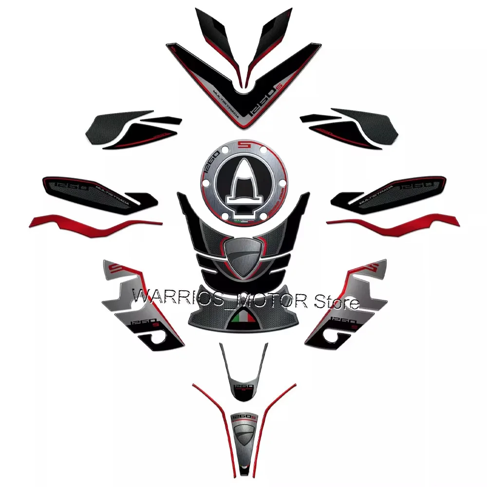 

For Ducati Multistrada 1260 S 2020 Motorcycle 3D Resin Tank Pad Protection Stickers Kit Waterproof Anti-scratch Protector