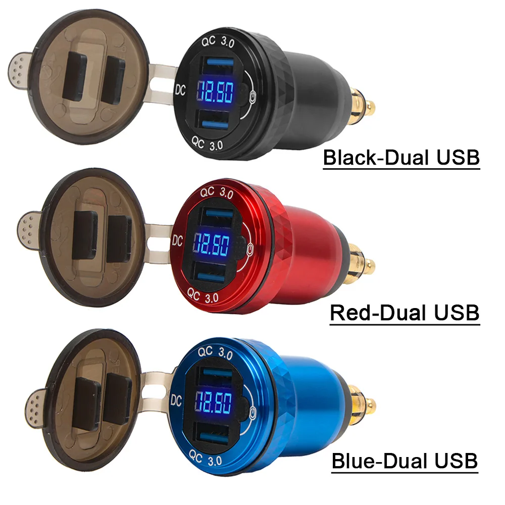 DIN Hella Plug USB PD 3.0 QC3.0 USB Charger Power Adapter Voltmeter with ON-Off Switch For BMW For Ducati For Triumph Tiger900