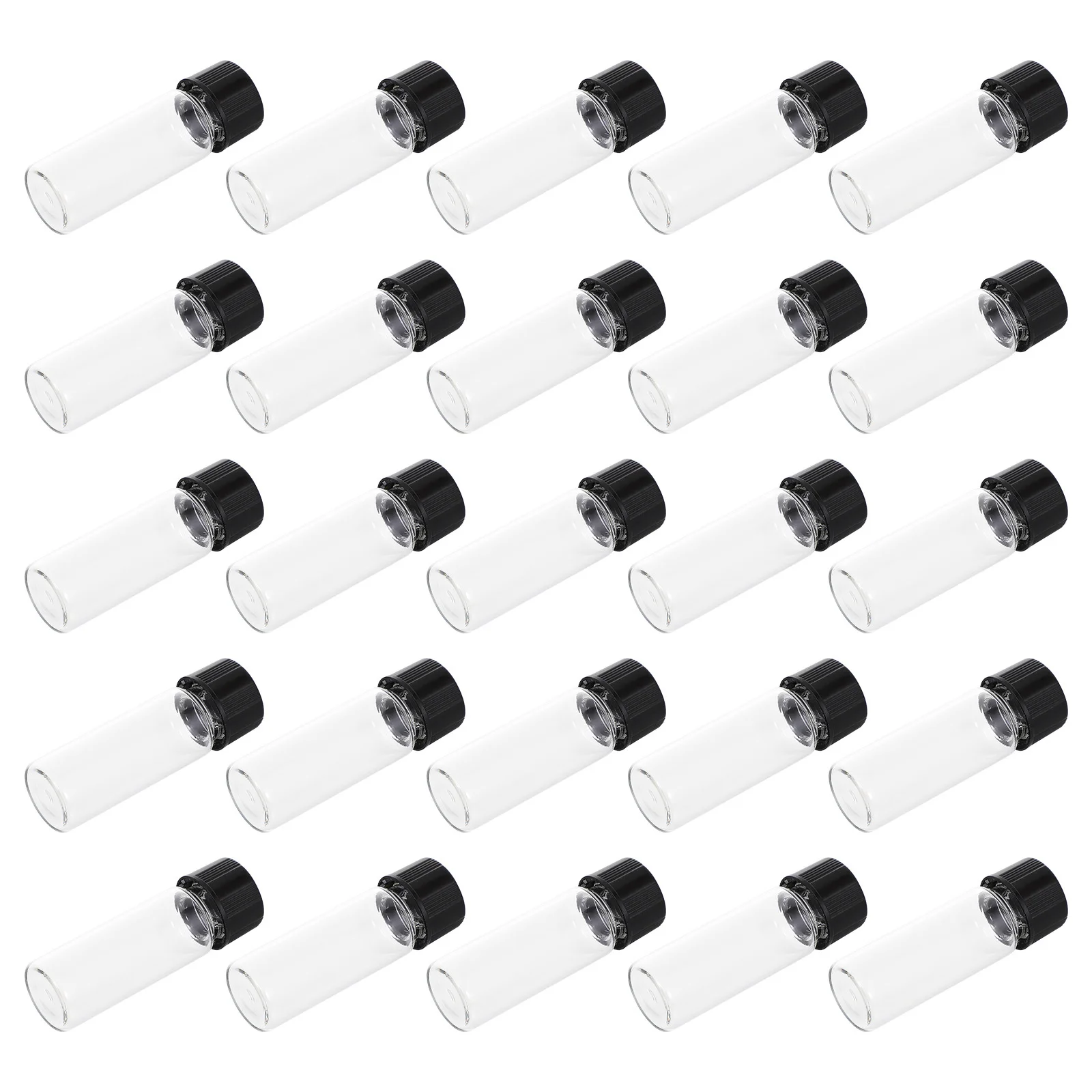 25Pcs Glass Sample Bottles Refillable Clear Vials for Essential Oils Lotion Travel Storage Transparent Glass Vial with Lid