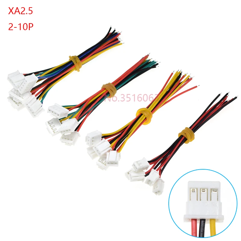10Pcs XA 2.5mm Female Plug Connector Wire With Locking 100/200/300mm 2/3/4/5/6/8/10P Pin Jumper Line JST Cable