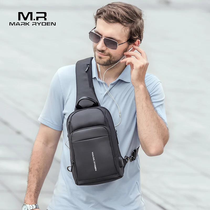 Mark Ryden Chest bag Anti-thief Crossbody Bag Waterproof Men Sling Bag Fit 9.7 inch Ipad Fashion Shoulder Bag Messenger Bags