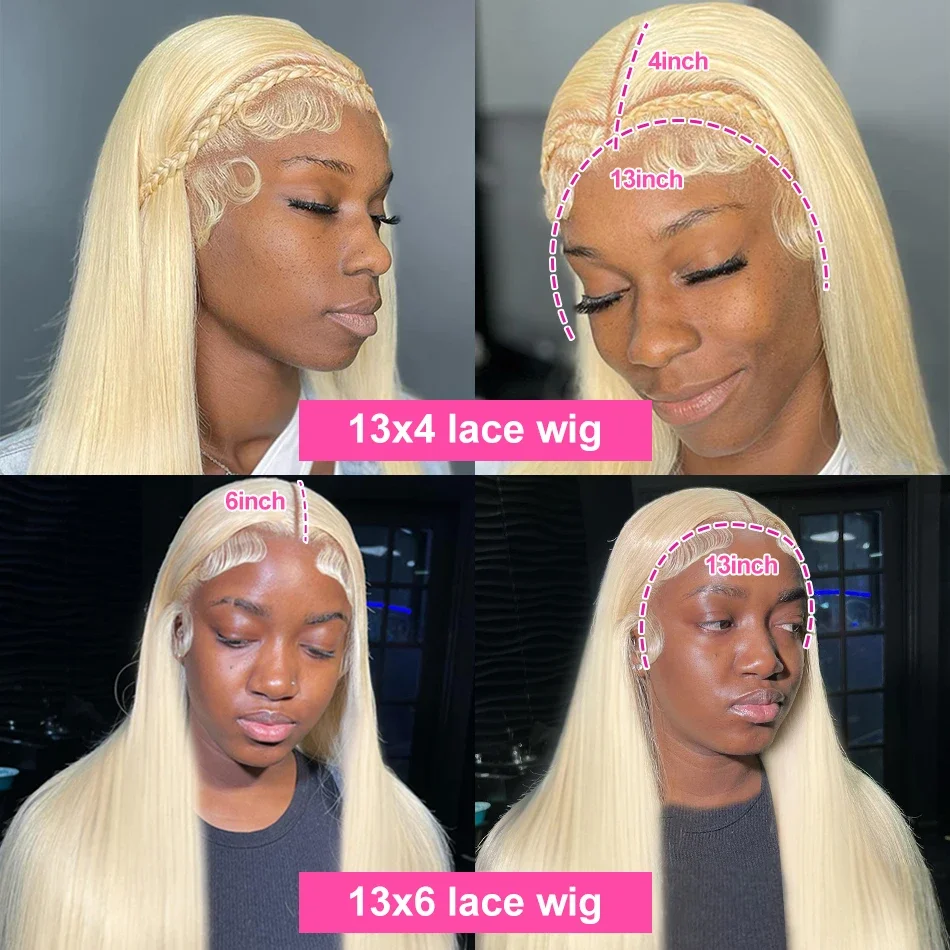 613 13x6 Lace Front Wig Human Hair Straight 13x4 Blonde HD Lace Frontal Wig Pre Plucked 180% Density Straight 613 Human Hair Wig