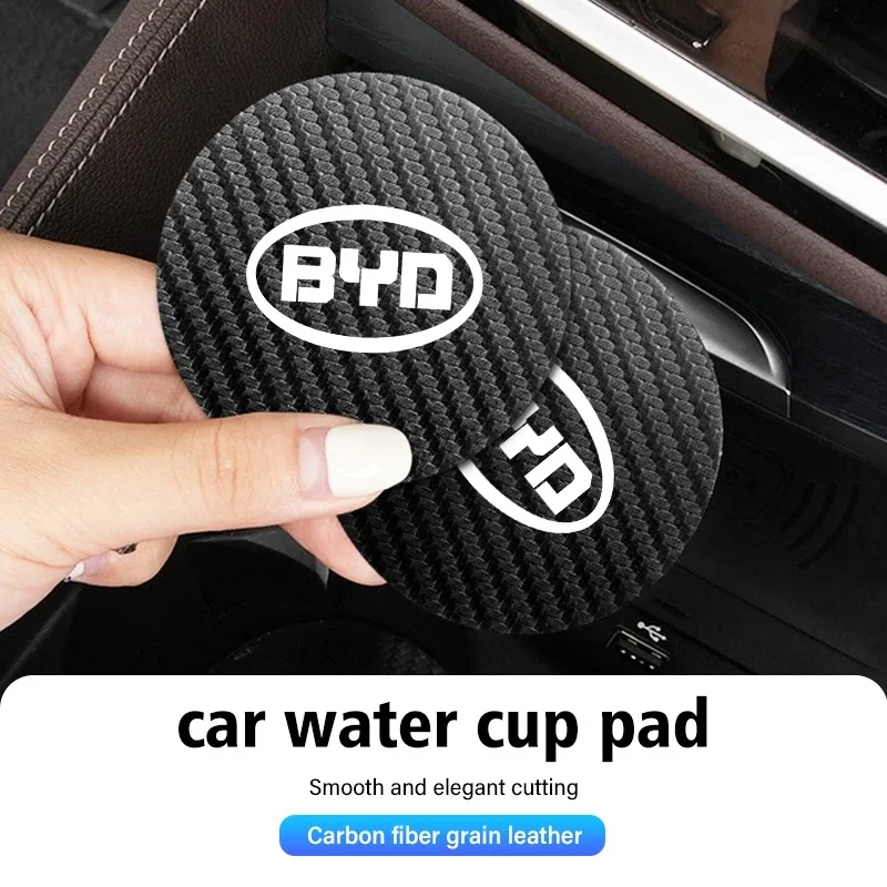

2Pcs Easy Clean Carbon Fiber Car Cup Mat for BYD Seal Dolphin Yuan Plus Seal U Frigate 07 Tang EV Han EV Song P Auto Accessories