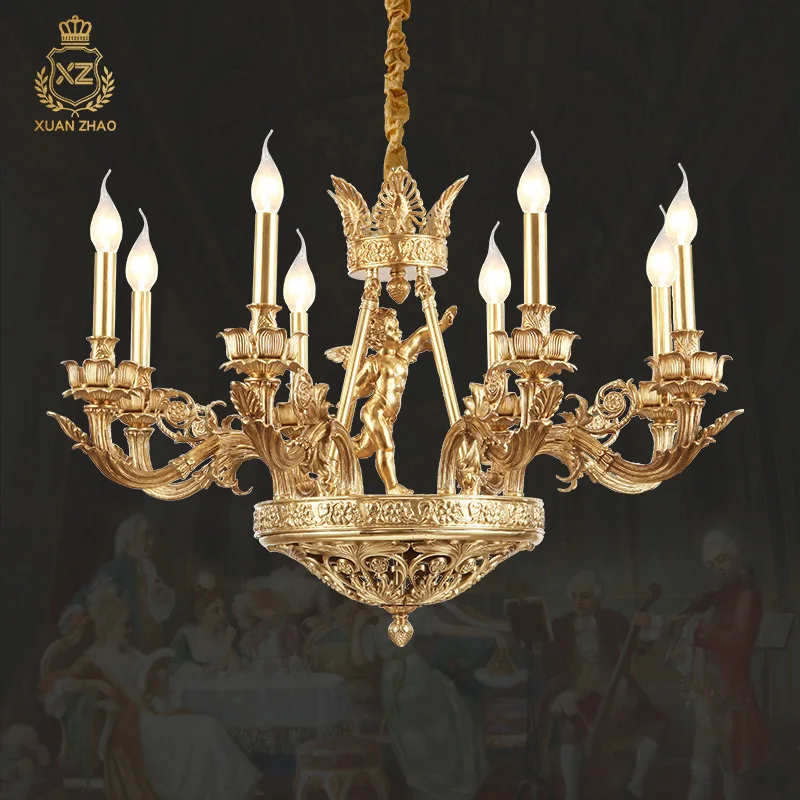 

Luxury Lamps Villa Hotel Led Lights Decoration Lighting Brass Lamp European Style Pendant Light Rococo Chandelier