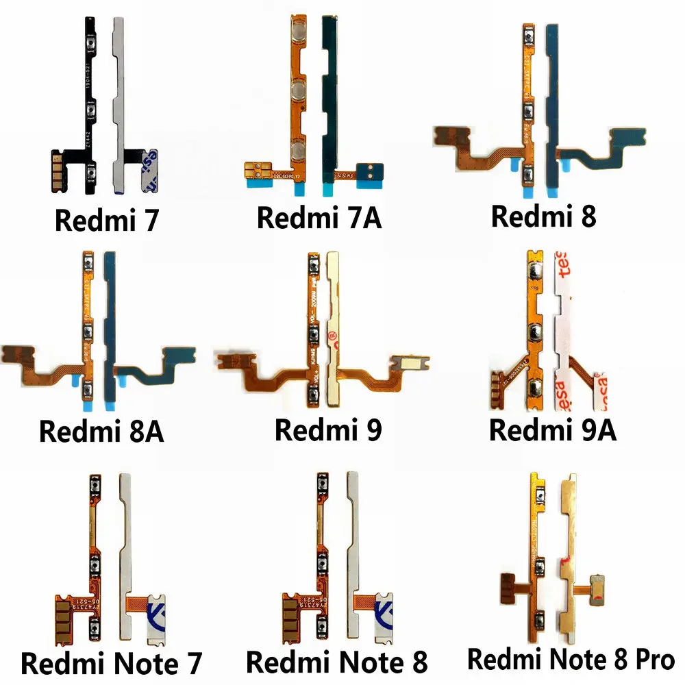 New Power on/off & volume up/down buttons flex cable Replacement for Xiaomi Redmi 7 7A 8 8A 9 9A Redmi Note 7 8 9 Pro