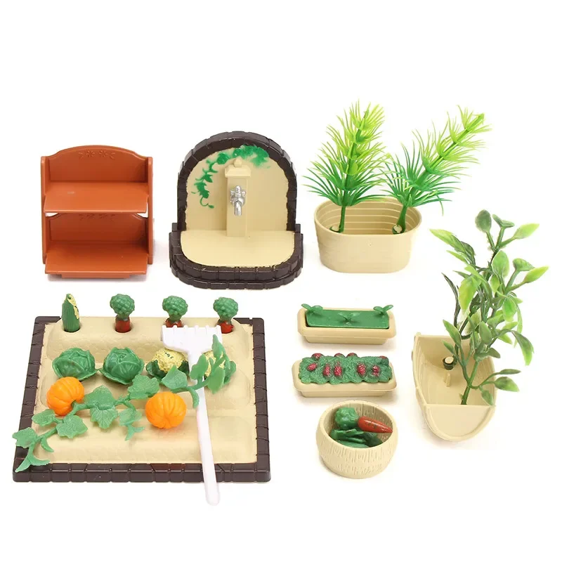 Miniatures Gardening Vegetable Flowers Food Furniture Sets For Doll House Accessories Toys Plastic Craft Kids Christmas Gift