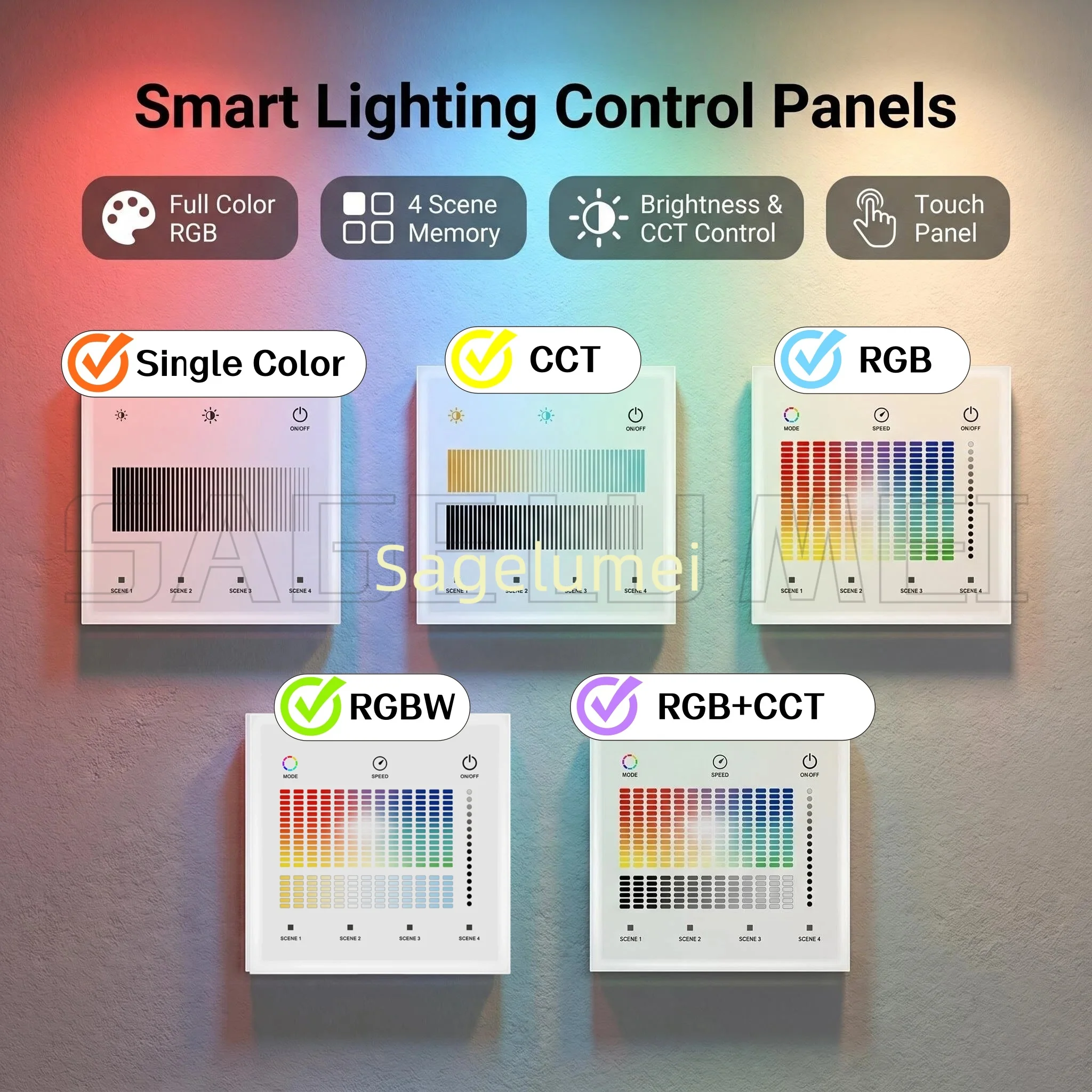 Touch Panel DMX Master Panel Skydance 1Zone TD1-SH TD2-SH TD3-SH TD4-SH TD5-SH For Single Color Dual White RGB RGBW RGBCCT Strip