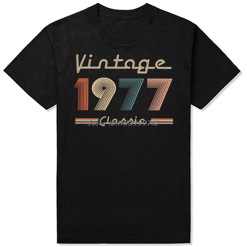 Vintage 1977 T-Shirt For Men Cotton Classic Retro 47th Birthday Gifts Short Sleeve 47 Years Old T Shirt Fashion Casual Tshirt