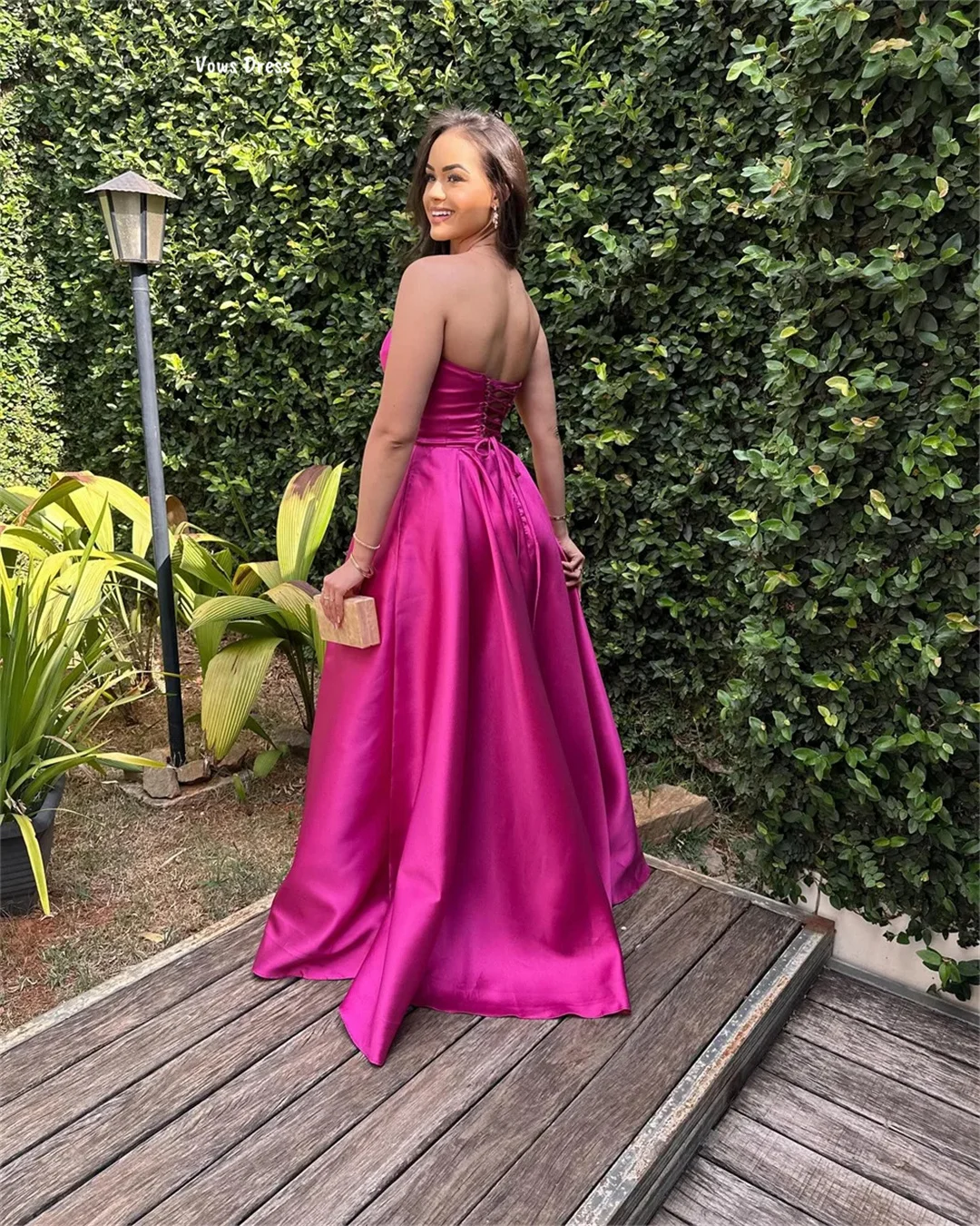 Vows Line A Prom Dresses 2025 Luxury Women's Elegant Party Dress Satin Cloth Robe De Cocktail Femme Custom Made Tube Top