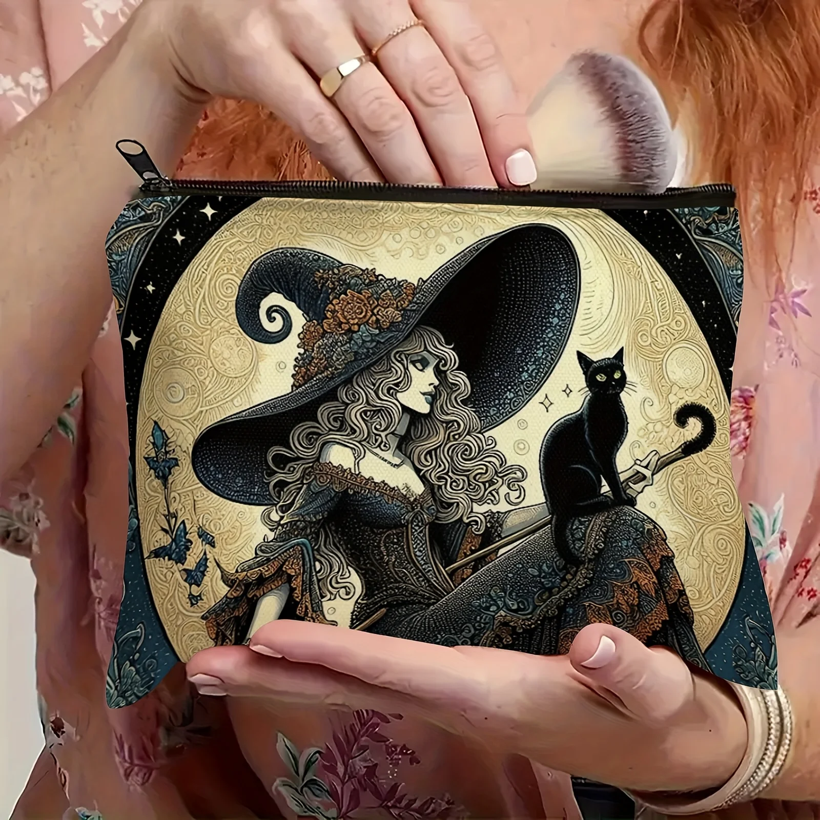 마녀와 고양이가 디자인한 화장품 가방 - 귀여운 다기능 지퍼 파우치, 보석 보관 가방