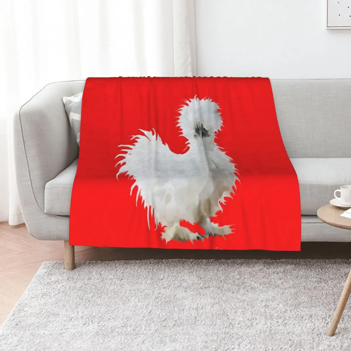 

Silly White Silkie Chicken Throw Blanket Sofa Throw Bed Fashionable Shaggy christmas decoration Blankets