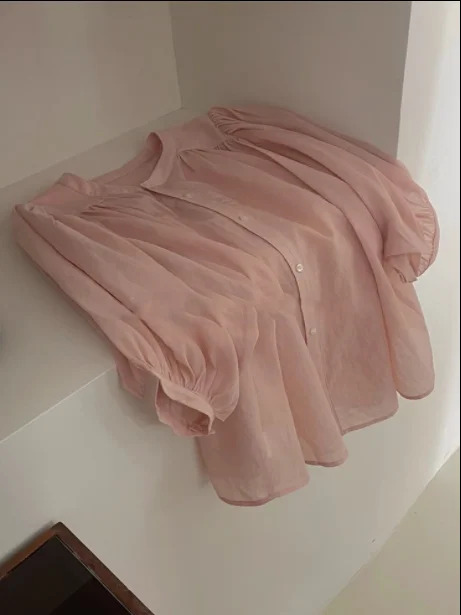 

Розовый льняной плиссированный тонкий ort Sve воротник-стойка свободного похудения женская летняя повседневная одежда китайского бренда