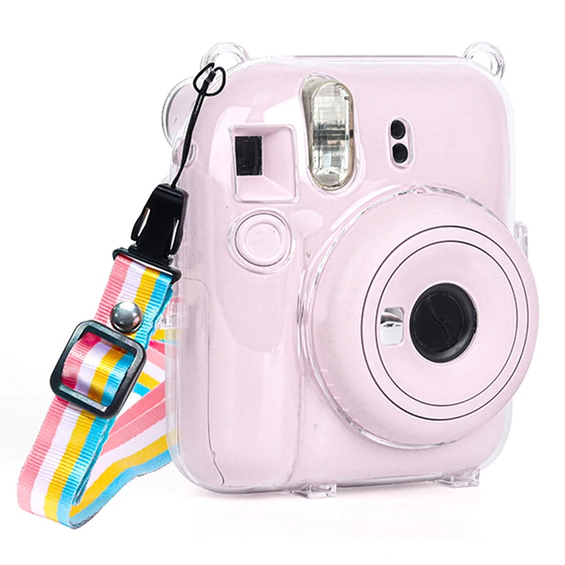 1Pc Shiny Crystal Camera Case For Fujifilm Instax Mini 12 Transparent Glitter Cover Bag With Strap 12