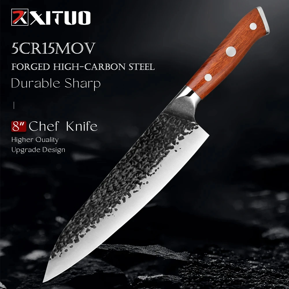 

8 Inch Chef Knife Professional Kitchen Knife Ultra-Sharp 5Cr15MoV High-Carbon Steel Perfect for Slicing Meat, Vegetables, Fruits
