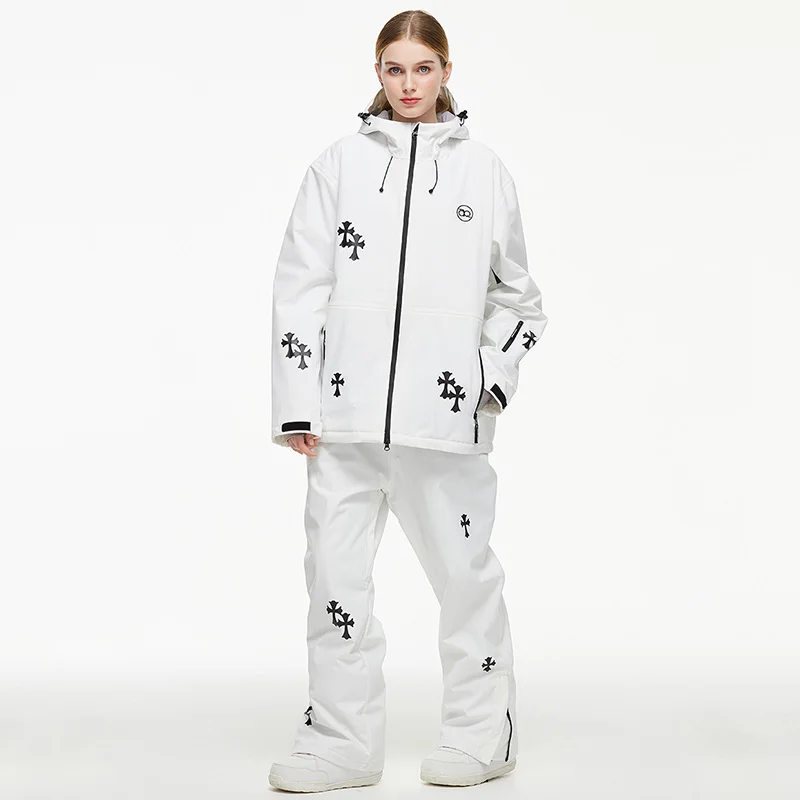 

Ski Two-piece Women's Loose Windproof Waterproof Winter Top Pants Hooded Adult Warm Wear-resistant Breathable Skiing Suit Sets