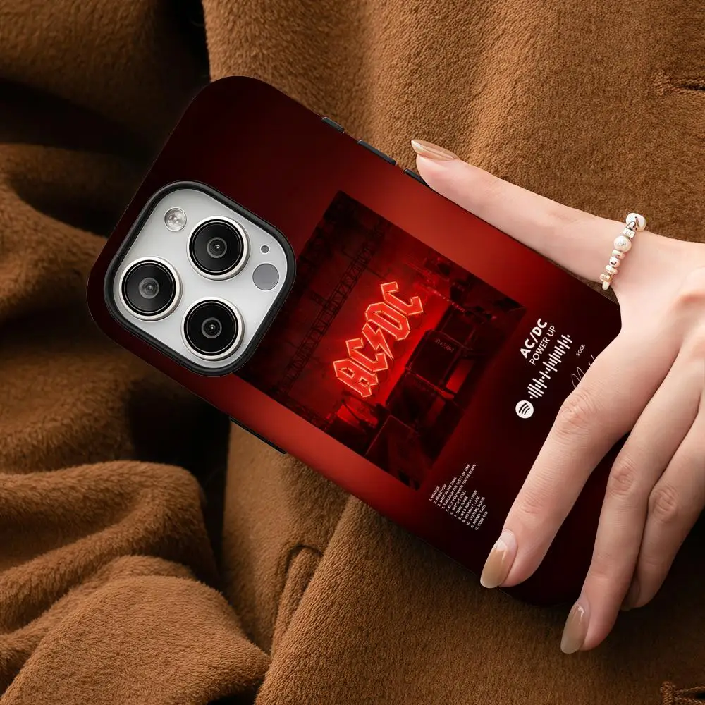 حافظة هاتف لهاتف سامسونج جالاكسي S25 24 23 22 Ultra Plus A56 36 26 لامعة عالية الدقة بطبقة مزدوجة هارد شل باند ACDC