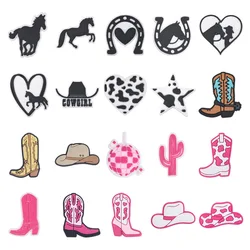 Cowgirl Shoes Charms Horse Pink Black Cow Girl Boots Hat Shoe Decorations For Girls Boys Clogs Accessories Women Men Party Gifts