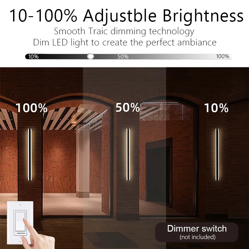 IP67 Waterproof Rust-Proof Outdoor Wall Light Stainless Steel Patio Porch Lighting Triac Dimmable 10%-100% Corridor Garden Lamps