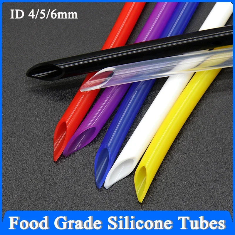 

1/5/10M Food Grade Hose Flexible Silicone Tube Colorful ID 4 5 6mm Car motorcycle Nontoxic Soft Rubber Water Pipe