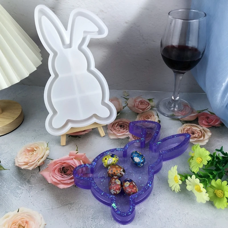 Artistic Rabbit Shaped Silicone Holder Tray Mold Perfect For DIY Home Projects N2UE