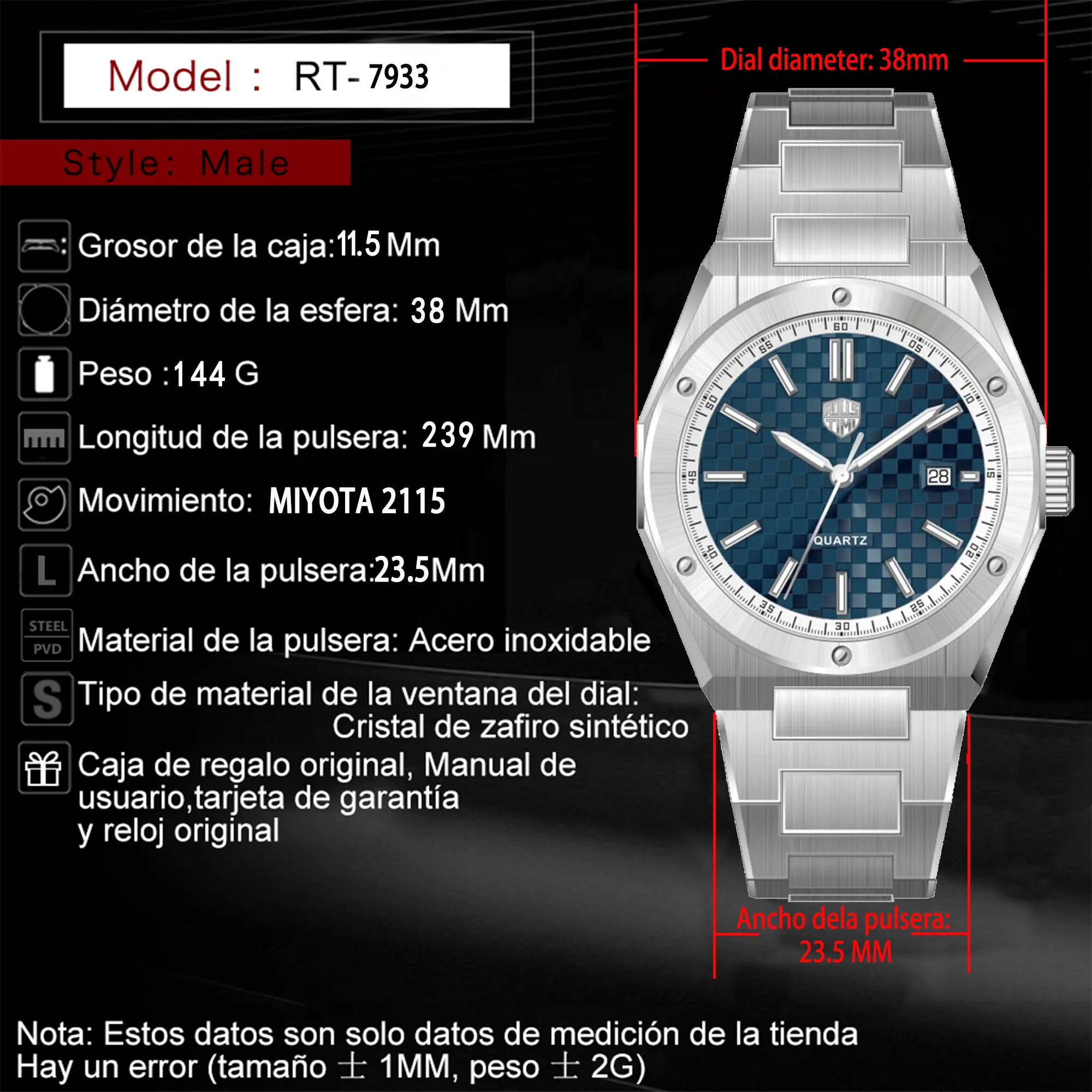 2025 Nuovo Rollstimi Design Orologi da uomo Orologio al quarzo di lusso da uomo Acciaio inossidabile Cristallo di zaffiro Orologio da polso impermeabile 100M