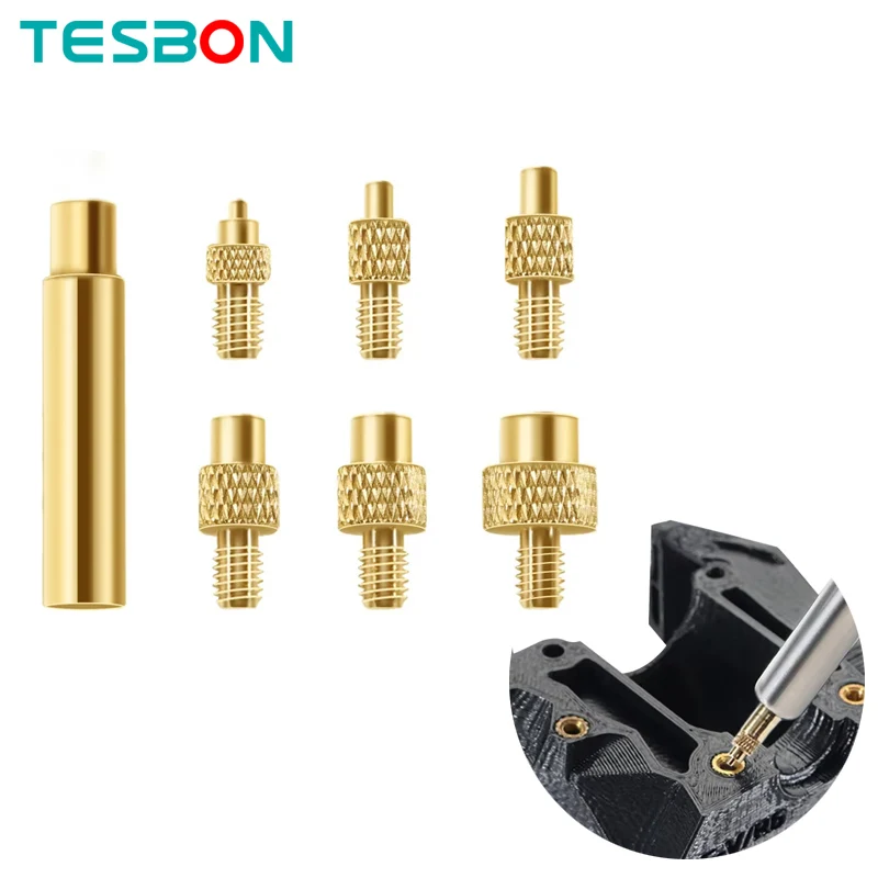 Heat Insert Nut Iron Tip M2 M3 M4 M5 M6 M8 Brass Thread Embedded Kit Heat Insertion Tool for 3D Printer 936 900M Soldering Iron