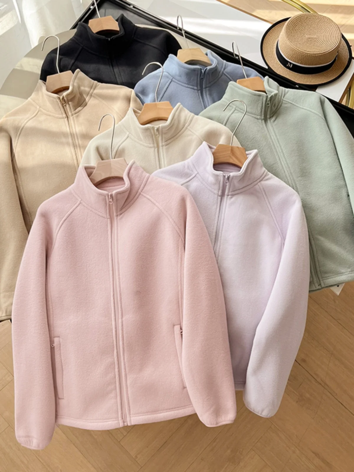 

Women's Winter Thickened Double-sided Fleece Zipper Jacket Stand Collar Inner Coat Warm Casual Loose Style Outerwear