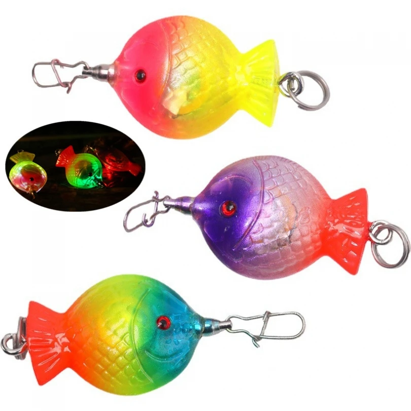 Colorful Acrylic Shell LED Red Yellow Green Flicker Underwater Rotatable Fish Lure  Attracting Light Fishing Squid lamp